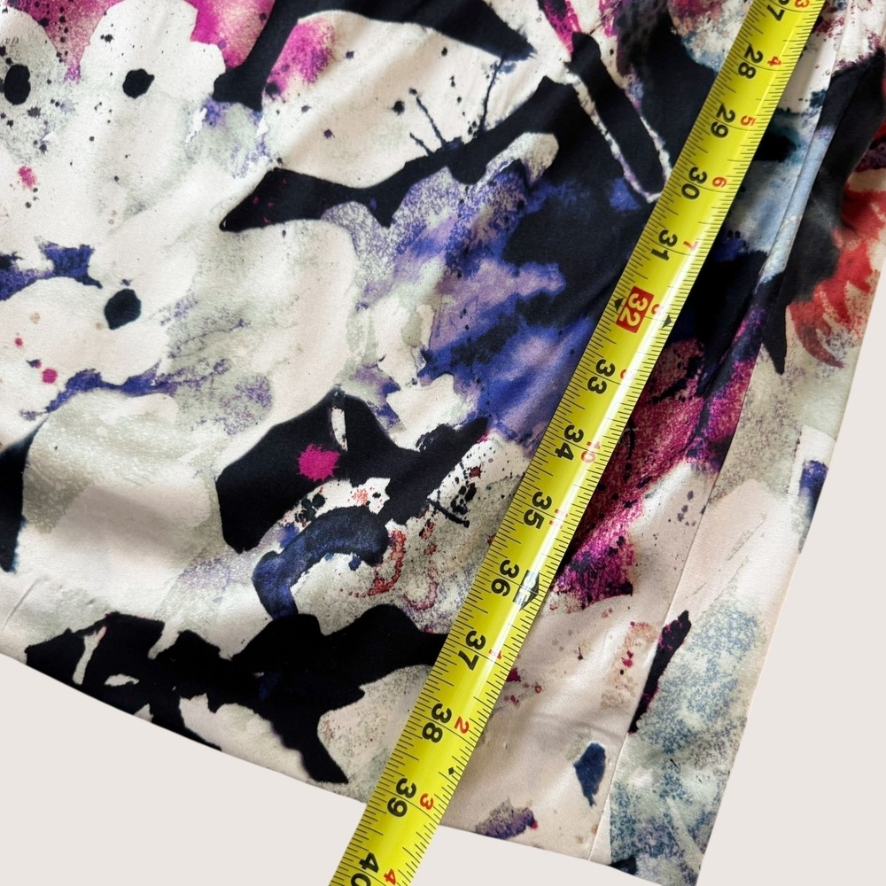 Suzi Chin Maggy Boutique Silk Watercolor Rosette Sheath Dress 10 Wedding guest - Picture 8 of 14